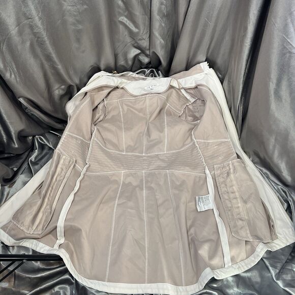 Via Spiga Womens Jacket Sz S Trench Water-Repellent Hooded Full Zip Snap Ivory - Picture 10 of 15